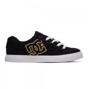 Chaussure Skate DC Shoes Chelsea Femme Noir Doré | TGNX-82106