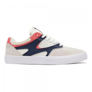 Chaussure Skate DC Shoes Kalis Vulc Homme Blanche Bleu Marine | CPDY-13852