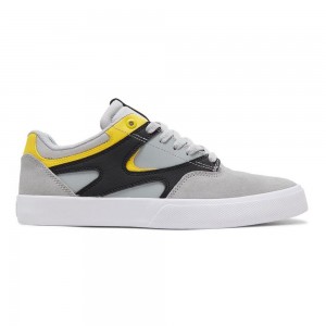 Chaussure Skate DC Shoes Kalis Vulc Homme Grise Jaune | IELG-26754