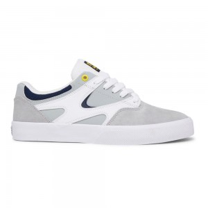 Chaussure Skate DC Shoes Kalis Vulc Homme Grise Blanche | TLZJ-29348