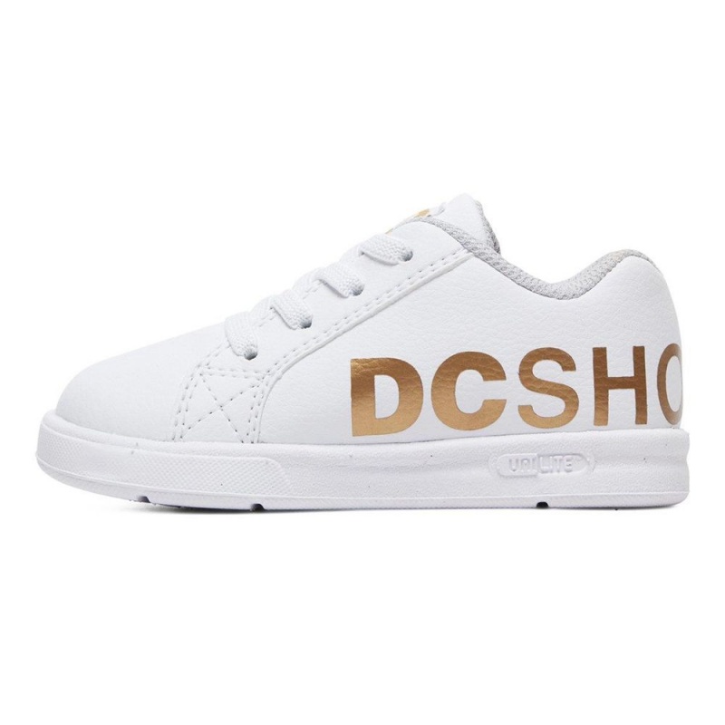 Chaussure Skate DC Shoes Court Graffik Enfant Blanche Doré | NJCU-83642