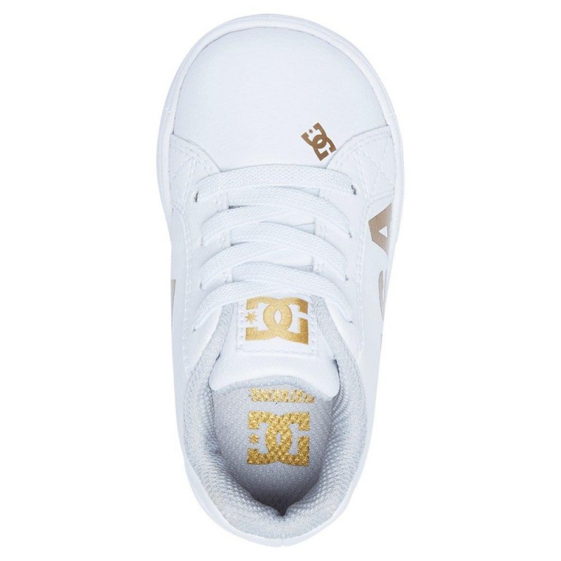 Chaussure Skate DC Shoes Court Graffik Enfant Blanche Doré | NJCU-83642