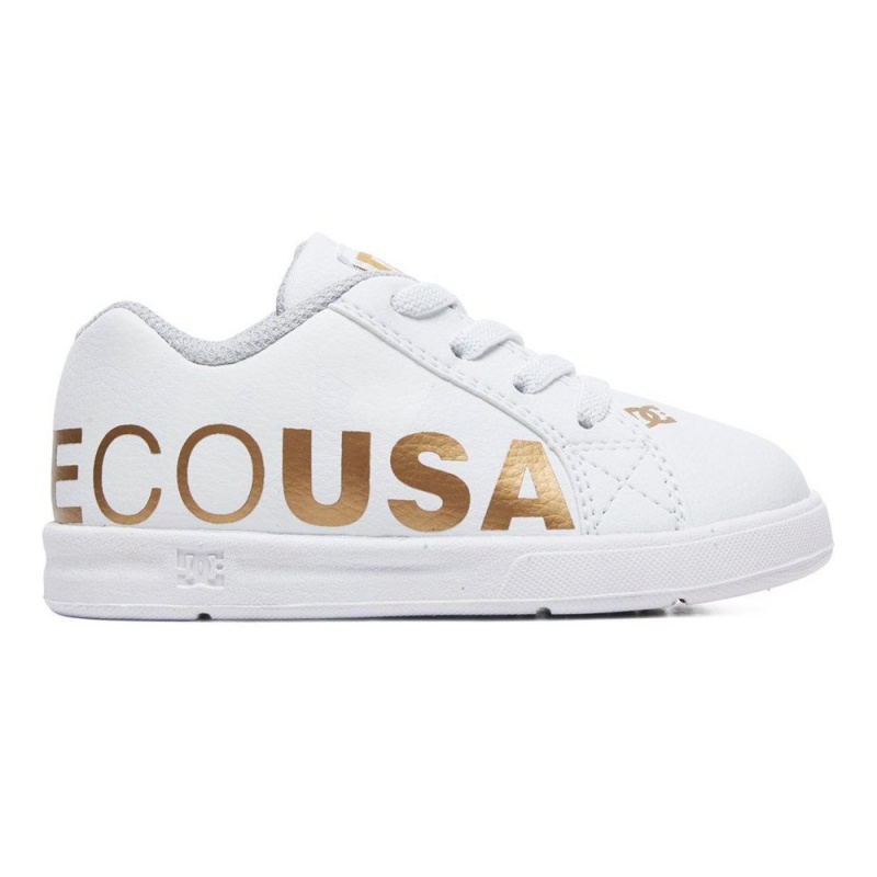 Chaussure Skate DC Shoes Court Graffik Enfant Blanche Doré | NJCU-83642