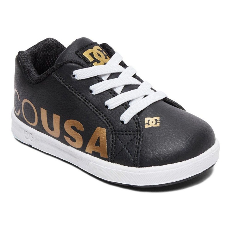 Chaussure Skate DC Shoes Court Graffik Enfant Noir Doré | TRAJ-74205