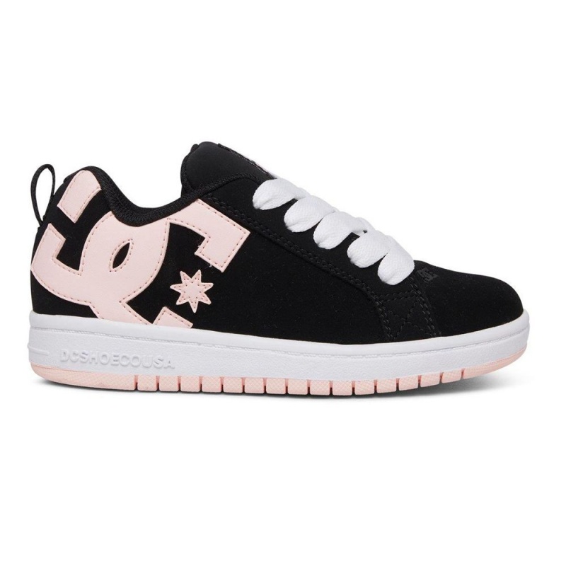 Chaussure Skate DC Shoes Court Graffik Enfant Noir Rose Clair | TMGS-21679