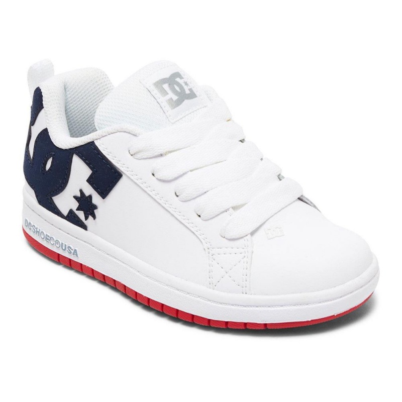 Chaussure Skate DC Shoes Court Graffik Enfant Blanche Bleu | YNTL-48076