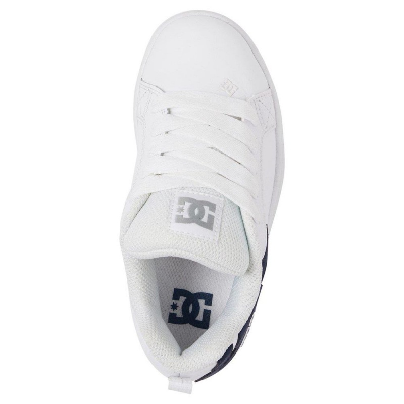 Chaussure Skate DC Shoes Court Graffik Enfant Blanche Bleu | YNTL-48076