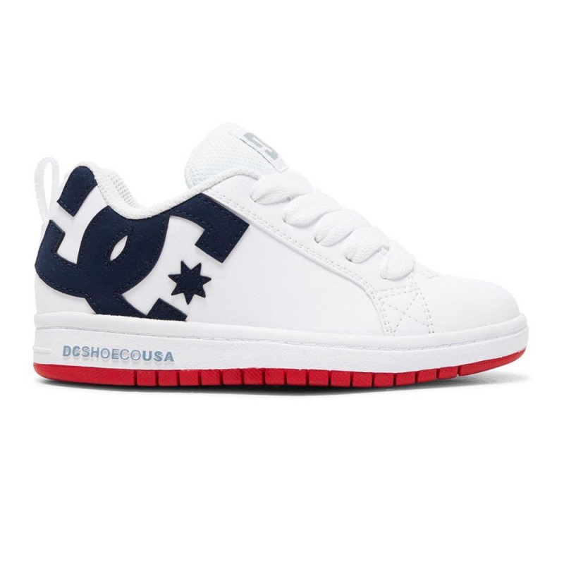 Chaussure Skate DC Shoes Court Graffik Enfant Blanche Bleu | YNTL-48076