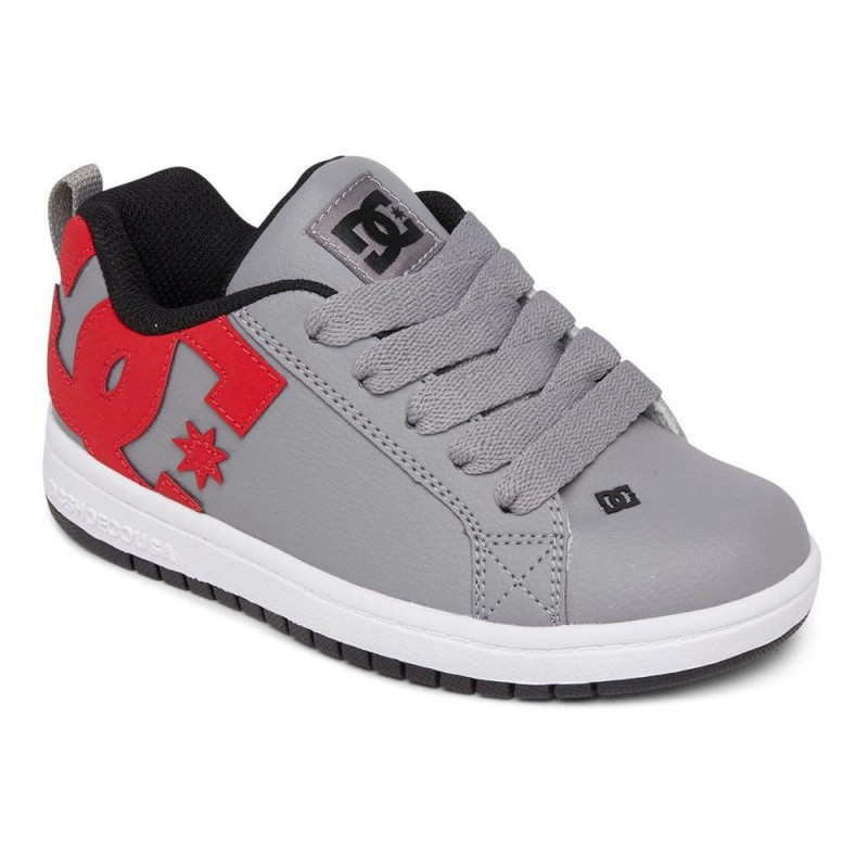 Chaussure Skate DC Shoes Court Graffik Enfant Grise Rouge | QFJU-84096