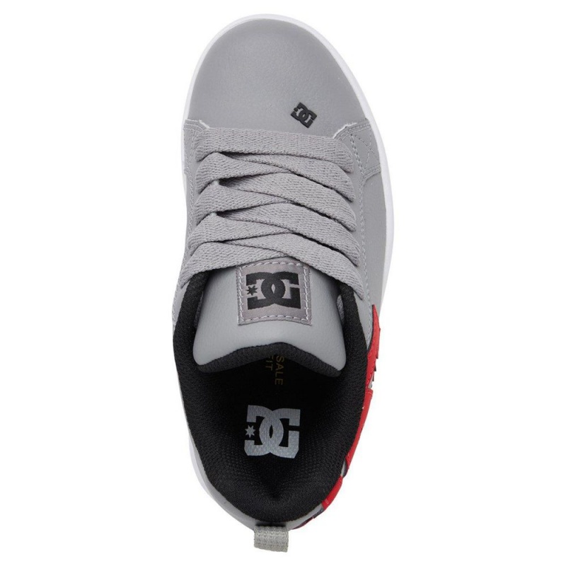 Chaussure Skate DC Shoes Court Graffik Enfant Grise Rouge | QFJU-84096