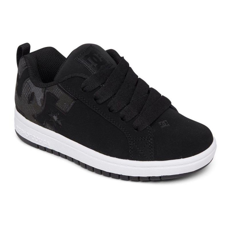 Chaussure Skate DC Shoes Court Graffik Enfant Noir Grise | QRYK-60193