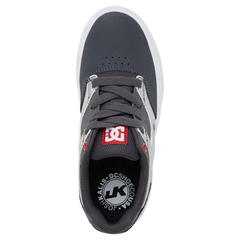 Chaussure Skate DC Shoes Kalis Vulc Enfant Grise Rouge | SVKI-04359