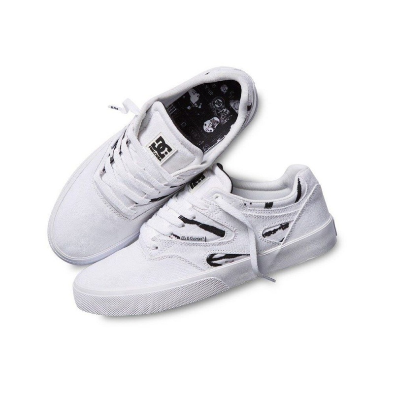 Chaussure Skate DC Shoes Kalis Vulc Homme Blanche Noir | SMFU-71523