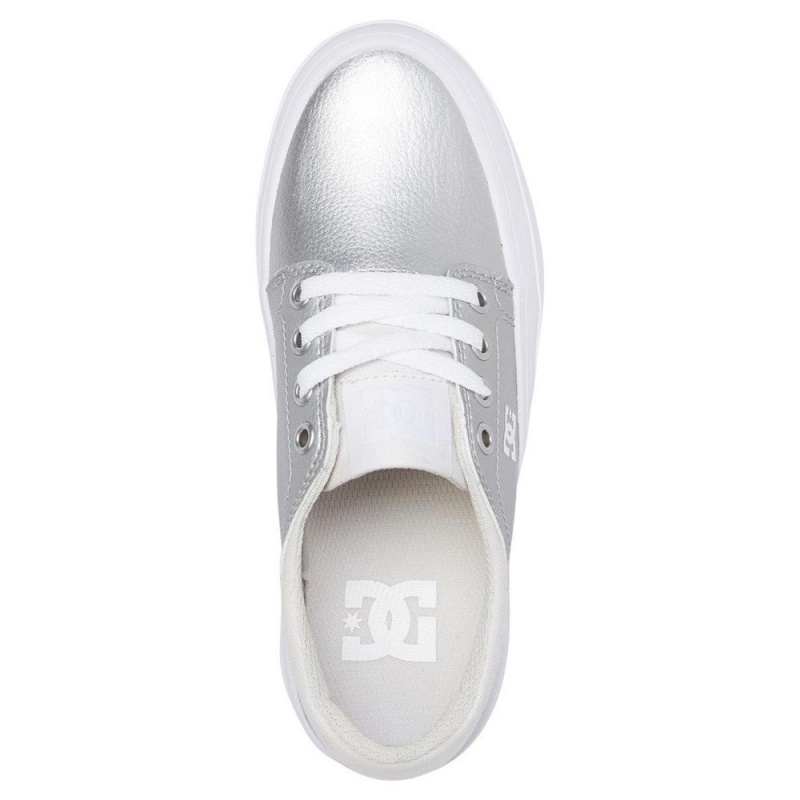 Chaussure Skate DC Shoes Trase Enfant Argent Blanche | STUD-32897