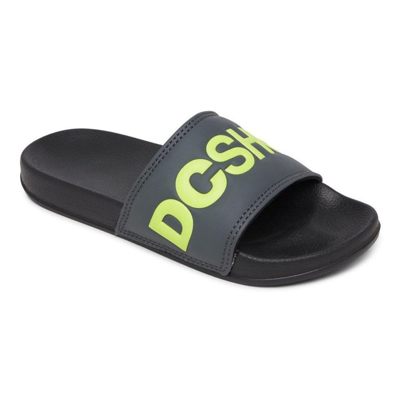 Sandale DC Shoes Slides Enfant Grise Jaune | PICB-26714