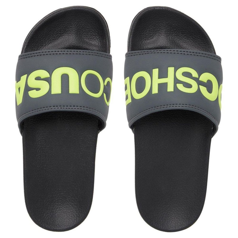 Sandale DC Shoes Slides Enfant Grise Jaune | PICB-26714