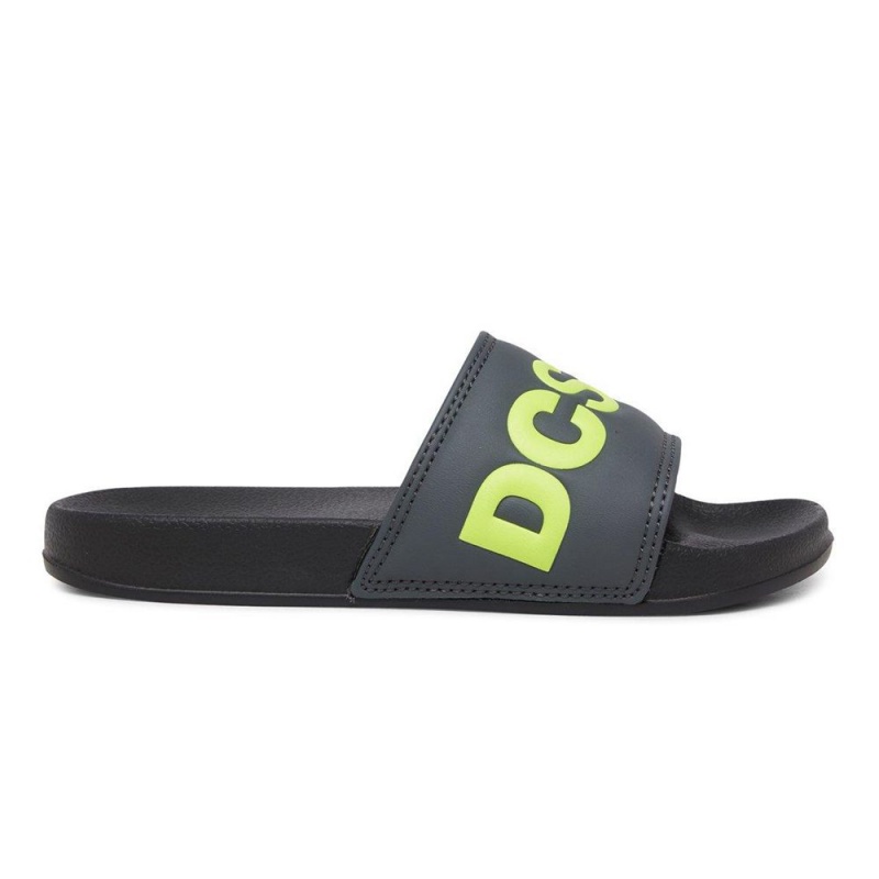 Sandale DC Shoes Slides Enfant Grise Jaune | PICB-26714