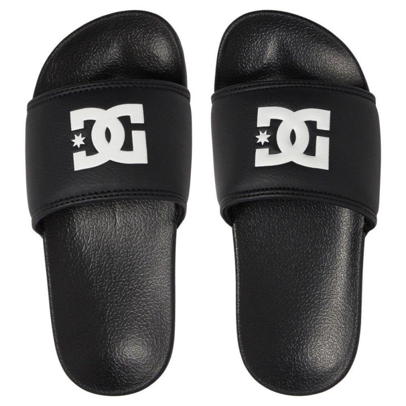 Sandale DC Shoes Slides Enfant Noir Blanche | KLGH-61390