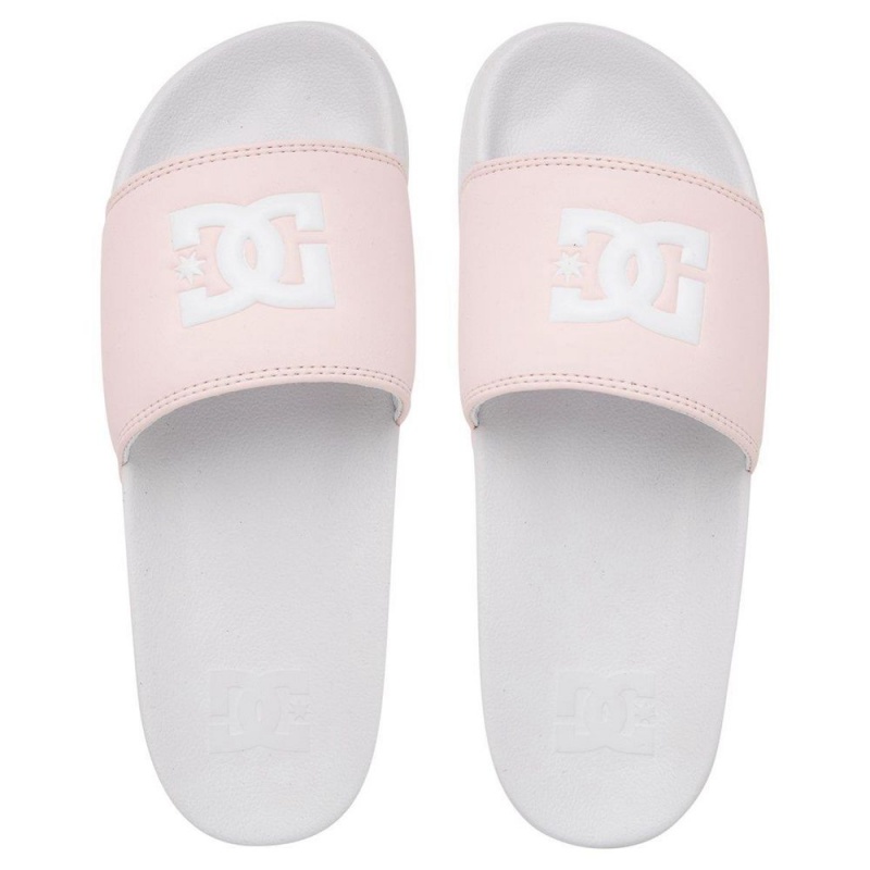 Sandale DC Shoes Slides Femme Blanche Rose | TXUO-87230