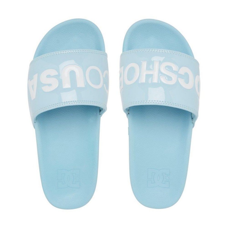 Sandale DC Shoes Slides Femme Bleu Blanche | SPUK-95781