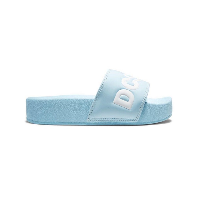 Sandale DC Shoes Slides Femme Bleu Blanche | SPUK-95781