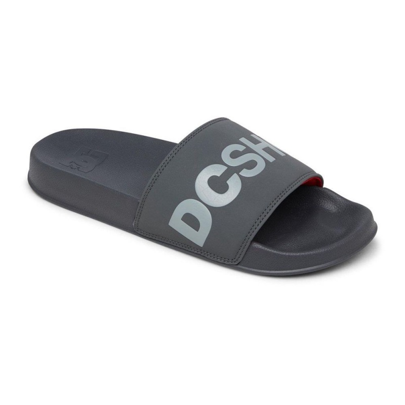 Sandale DC Shoes Slides Homme Grise Rouge | WYLU-21063