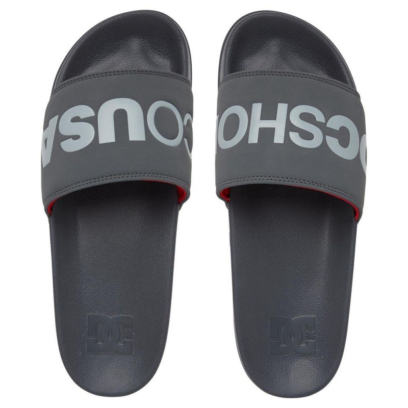 Sandale DC Shoes Slides Homme Grise Rouge | WYLU-21063